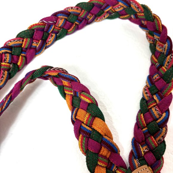 Guatemala Mexican Fabric Leather Colorful Belt Large 42-46" - Picture 6 of 8